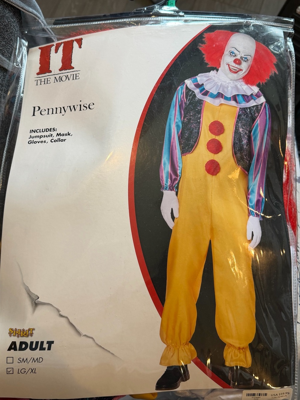 Spirit Halloween IT The Movie Pennywise Adult Costume - Yellow & Red sz L/XL